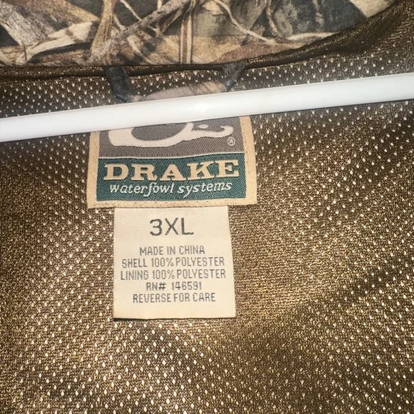 Drake Waterfowl Systems 3XL Camo Hooded Hunting Shell Jacket - Picture 2 of 6